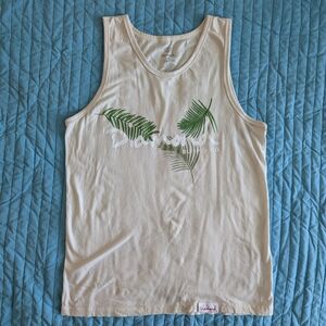 Diamond Supply Co. Cream Tank Top with Green Leaf Design